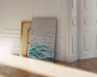 Sea Photo Print, Blue Ocean Waves Wall Art, Tranquil Coastal Decor, Modern Beach Poster