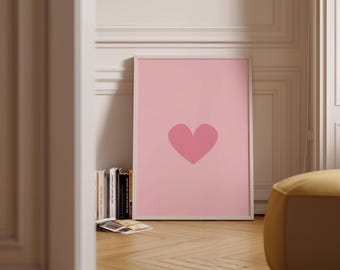 Pink Heart Art Print: Minimalist Wall Decor (Digital Download)