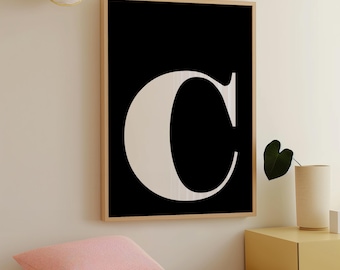 Póster con la inicial de la letra C, decoración moderna para habitación infantil (descarga digital)
