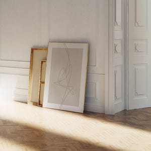 Minimal Line Drawing Print, Thin Lines Wall Art,  Abstract Above Sofa Art Poster