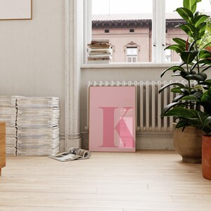 Letter K Poster, Preppy Room Decor, K Initial Wall Art, Cute Apartment Decor, College Dorm Decor, Blush Pink Art, Bathroom Décor, Teen Girl image 6