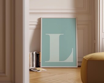 Buchstabe L Print, Monogramm Grüne Wandkunst für Schlafzimmer oder Kinderzimmer