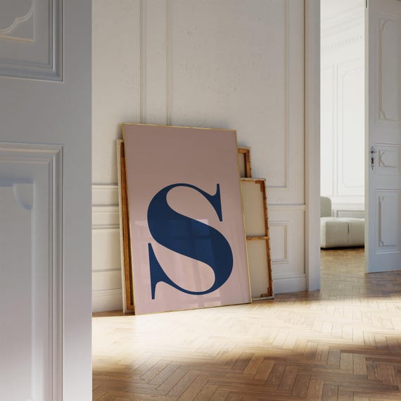 Letter S Poster, Printable Letters, Letter Poster Preppy, Cute Wall Decor, College House, Nursery Wall Decor With First Initial, Pink Blue
