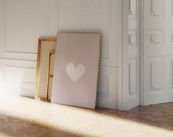 Blush Pink Heart Wall Art – Modern Bedroom Poster (Digital Download)
