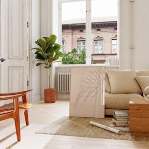 Initial printable wall art in a modern living home