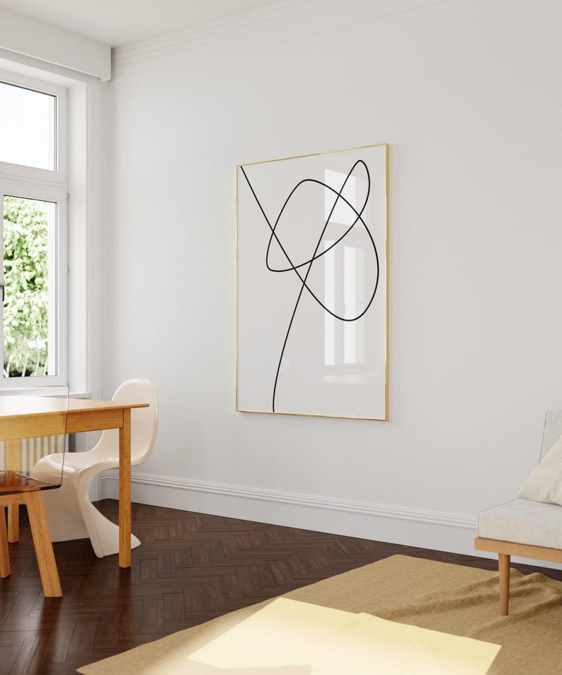 Abstract Lines Print - Continuous Line Drawing Art- Contour Lines Drawing Poster - Minimal Line Art - Black and White Wall Art image 5