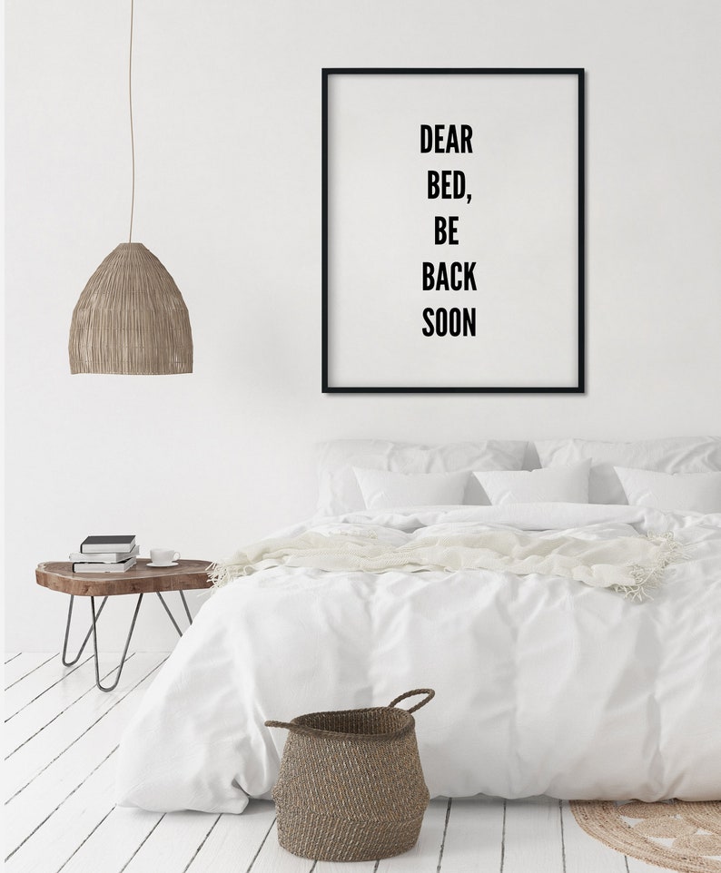 Funny Bedroom Quotes Neutral Bedroom Quote Prints Dear Bed | Etsy