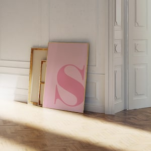 Letter S Poster, Preppy Room Decor, S Initial Wall Art, Cute Apartment Decor, College Dorm Decor, Blush Pink Art, Alphabet Letter, Teen Girl