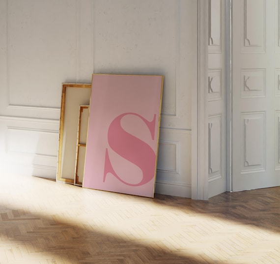 Letter S Poster, Preppy Room Decor, S Initial Wall Art, Cute Apartment Decor, College Dorm Decor, Blush Pink Art, Alphabet Letter, Teen Girl