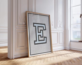 Letter E Mosaic Tile Print, Custom Initial Wall Art (Digital Download)