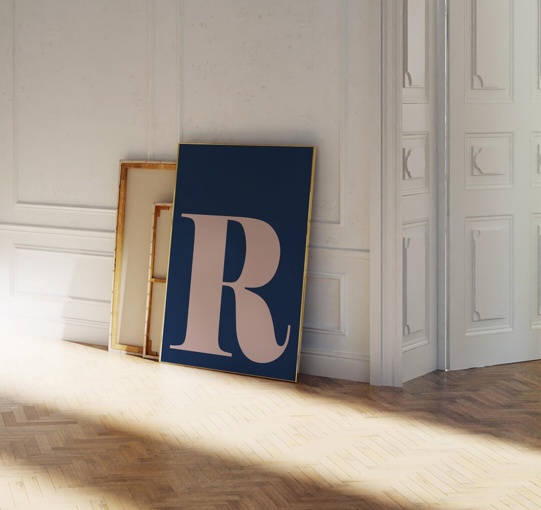 Preppy Background Image R Initial Letter R Print, Navy Preppy Initial Wall Art (digital Download) - Etsy ...