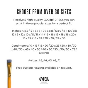 This listing is for a set of high-quality JPGs that can be printed in many popular sizes for a perfect fit.