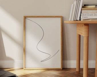 One Line Drawing Print, Minimalist Printable Abstract Line Art, Extra Large Modern Bedroom Wall Art