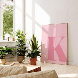 Letter K Poster, Preppy Room Decor, K Initial Wall Art, Cute Apartment Decor, College Dorm Decor, Blush Pink Art, Bathroom Décor, Teen Girl image 5