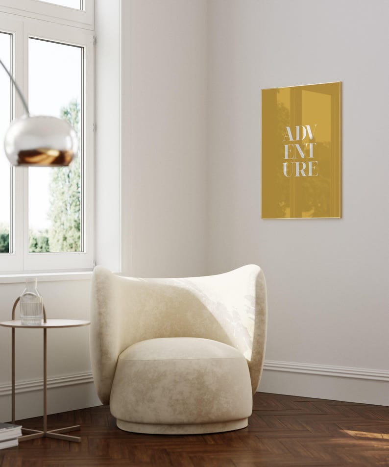 Adventure Poster Prints - Yellow Mustard Wall Art - Colorful Modern Art Decor - Mustard Bedroom Accessories - Travel Inspired Gifts image 5