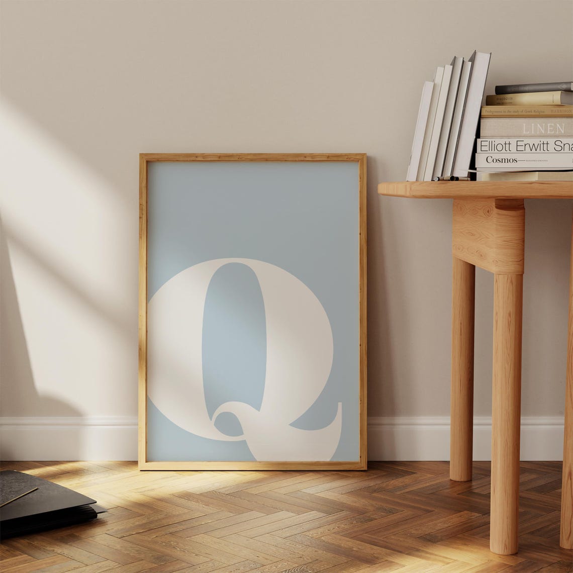 Letter Q Print - Single Letters Poster - Q Poster - Light Blue Wall Art ...