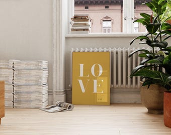 Yellow Mustard Wall Art - Love Poster Printable - Mustard Home Decor - Mustard Bedroom Accessories - Yellow Art Work for Nursery