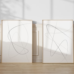 Gallery Wall Set - Lines Poster - Wall Art Set of Two - Line Drawing Wall Art - Pair of Prints - Minimal Drawing - Continuous Line Art