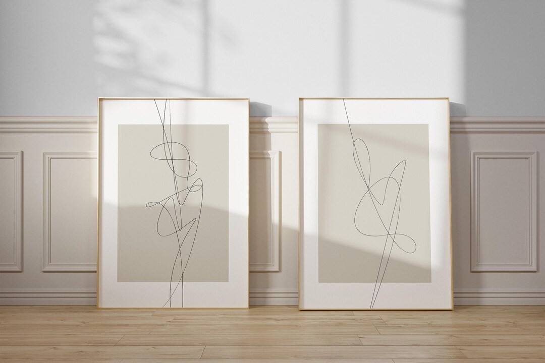 Artwork Minimal Wall Art Set, Set of 2 Prints Wall Art, Line Minimalist ...
