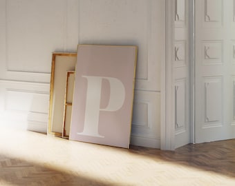 Pink Letter P Print, Modern Initial Wall Art (Digital Download)