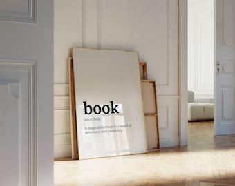 Book Definition, Gift for Bookworm, Book Lover Poster, Definition Quote, Dictionary Poster, Poetcore