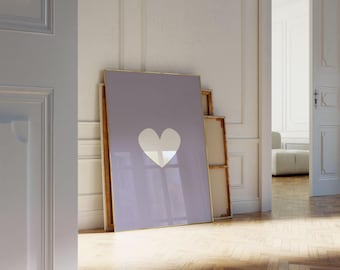 ライラックのウォールアート、パープルのウォールアート、ラベンダーのウォールアート、ベッド上のアート、ハートのウォールアート、ラブハートプリント、パステルカラーの子供部屋アート、女の子の部屋の装飾