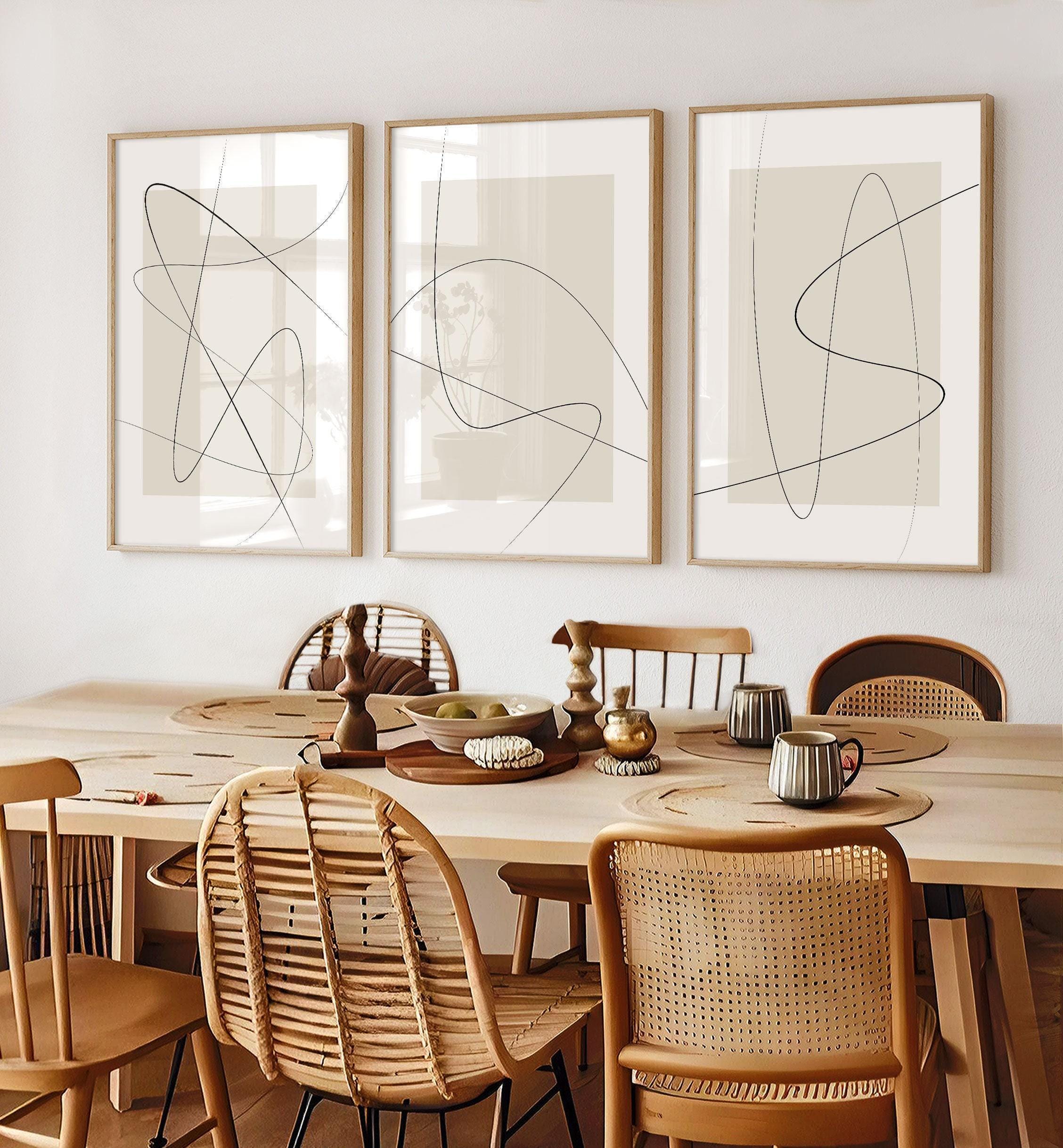 Triptych Art - 3 Piece Art Work - Abstract Line Artwork - Set of
