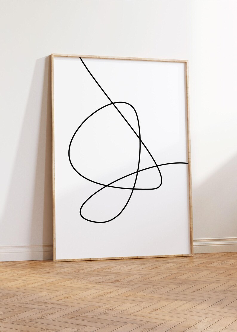 Minimalist Line Art Print: Abstract Black and White Wall Decor (digital ...