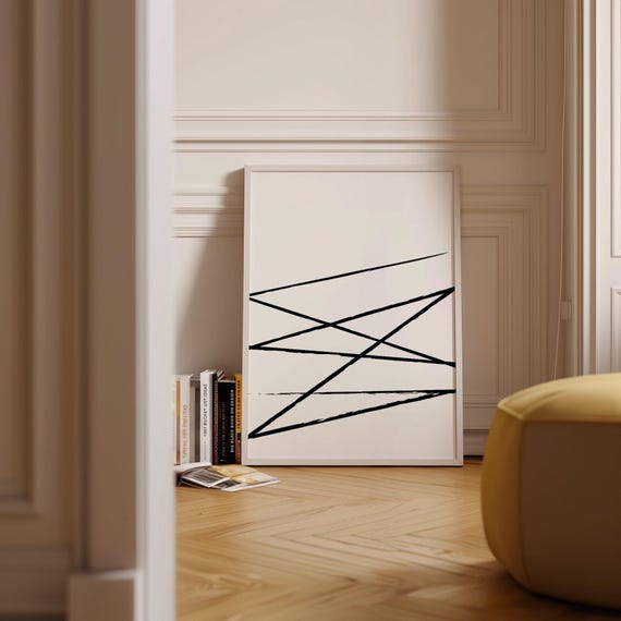 Modern Minimalist Wall Art, Geometric Poster, Scandinavian Living Room Black and White Art
