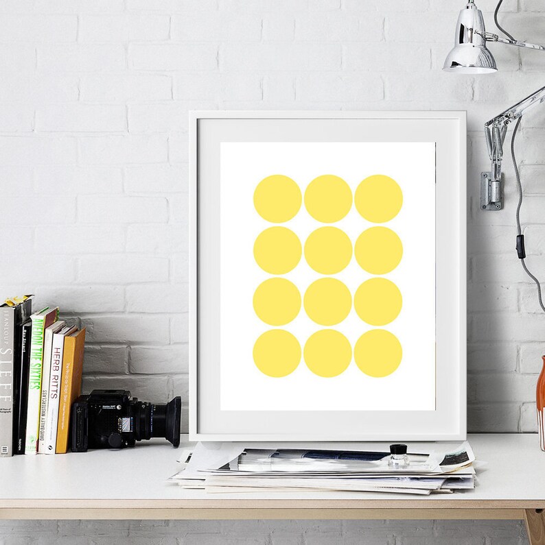 Yellow Circle Wall Art Bright Yellow Decor Geometric Etsy