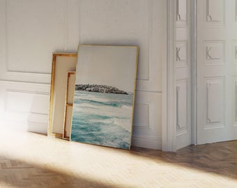 Coastal Wall Art, Beach House Decor, Bondi Beach Sydney Poster, Landscape Ocean Print
