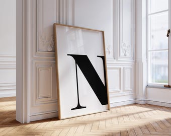 Buchstabe N Poster, Preppy Raumdekor, N Initial Wandkunst, Kinderzimmer Brief Kunst, College Wohnheim Dekor, Badezimmer Dekor, Name Initial Print