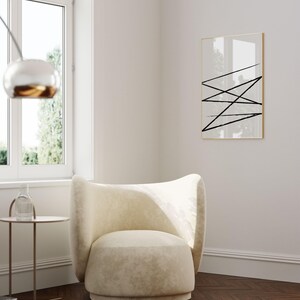 Arte mural minimalista moderno, póster geométrico, arte escandinavo en blanco y negro para sala de estar. imagen 5