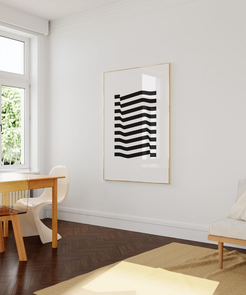Monochrome Art - Minimal Artwork - Black and White Abstract Wall Art - Geometric Print Black and White - Contemporary Art Work image 3