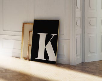 Modern Letter K Print, Initial Monogram Poster (Digital Download)