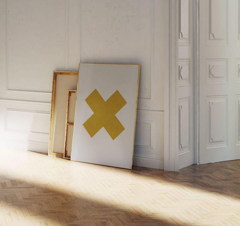 Geometrische Wandkunst, Affiche Scandinave, Geometrischer Druck, Gold Senf Wandkunst, Minimalistische Kunst, Wohnzimmer Kunst, druckbare Kunst Bild 5