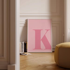 Letter K Poster, Preppy Room Decor, K Initial Wall Art, Cute Apartment Decor, College Dorm Decor, Blush Pink Art, Bathroom Décor, Teen Girl image 4