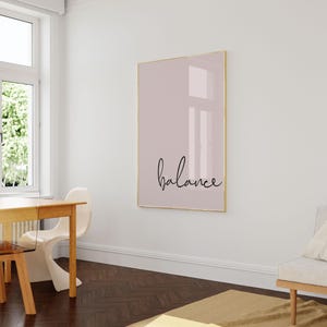 Balance Print - Pilates Posters - Yoga Wall Art - One Word Art - Pink Bedroom Accessories - Simple Quotes Poster image 4