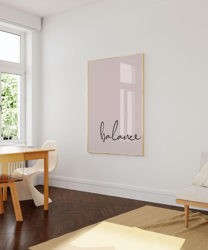 Balance Print - Pilates Posters - Yoga Wall Art - One Word Art - Pink Bedroom Accessories - Simple Quotes Poster image 4
