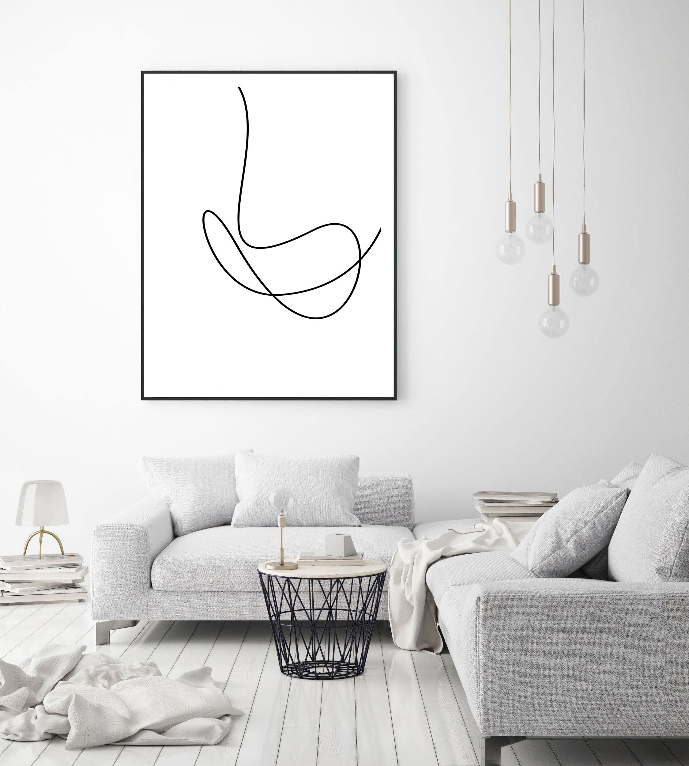 Monochrome Wall Art Minimalist Continuous Line Art Single | Etsy