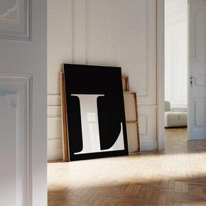 Letter L Black and White Wall Art: Preppy Nursery or College Name Sign, Above Bed Initial Poster