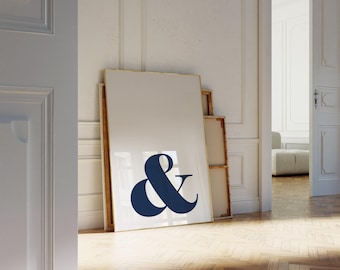 Navy Ampersand Art Print, Modern Wall Decor (Digital Download)