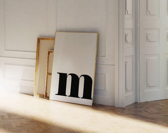 Letter M Print, Initial Print,  Monogram Print, Alphabet Print, Letter M Wall Décor, Nursery Wall Art Boy, Black and White Wall Art