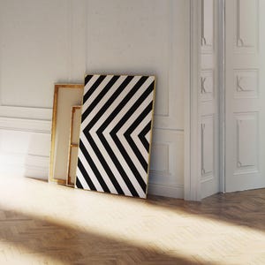 Geometric Black White Art Print, Scandinavian Modern Wall Decor, Minimalist Digital Download image 1