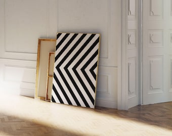 Geometrische zwart-witte kunstprint, Scandinavisch modern wanddecor, minimalistische digitale download