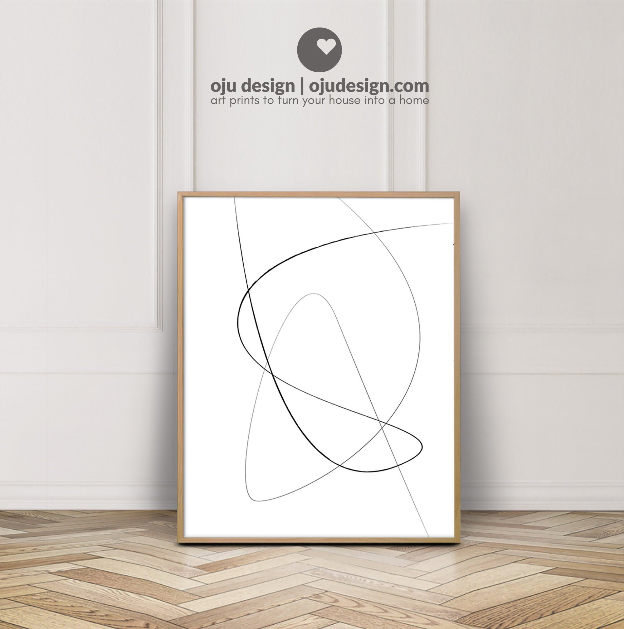 Black and White Abstract Art One Line Drawing Print Extra - Etsy
