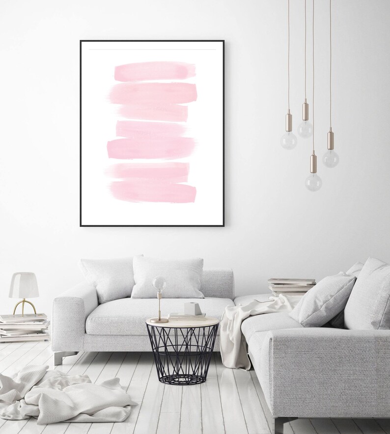 Light Pink Art Brush Strokes Wall Art Pink Abstract Etsy