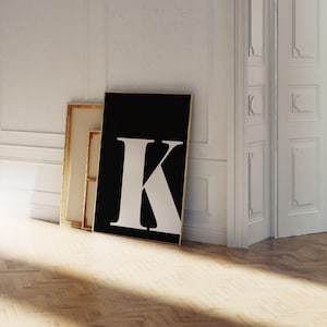Impresión moderna de la letra K, póster con monograma inicial (descarga digital)