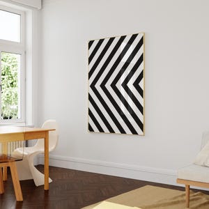 Geometric Black White Art Print, Scandinavian Modern Wall Decor, Minimalist Digital Download image 2