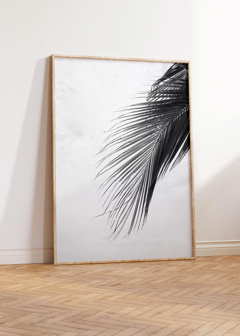 Impressions tropicales noir et blanc - affiche de feuille de palmier - art de feuilles tropicales - affiche monochrome - impression botanique noir et blanc image 7
